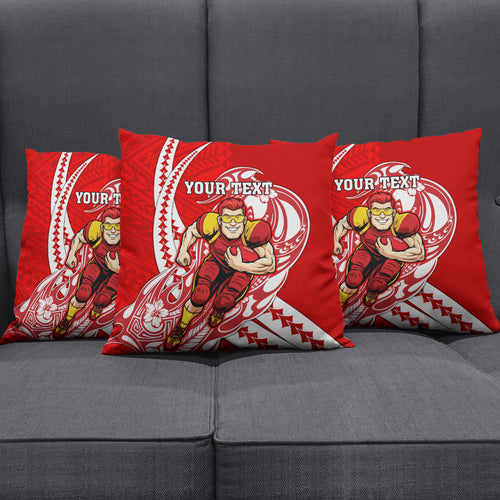 Personalized Gold Coast Suns Pillow Cover Polynesian Tribal Sun Mascot With Hibiscus Floral Art