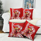 Personalized Gold Coast Suns Pillow Cover Polynesian Tribal Sun Mascot With Hibiscus Floral Art
