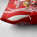 Personalized Gold Coast Suns Pillow Cover Polynesian Tribal Sun Mascot With Hibiscus Floral Art