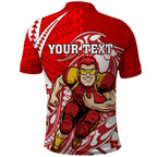 Personalized Gold Coast Suns Polo Shirt Polynesian Tribal Sun Mascot With Hibiscus Floral Art