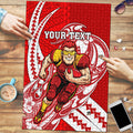 Personalized Gold Coast Suns Puzzle Polynesian Tribal Sun Mascot With Hibiscus Floral Art