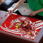 Personalized Gold Coast Suns Puzzle Polynesian Tribal Sun Mascot With Hibiscus Floral Art