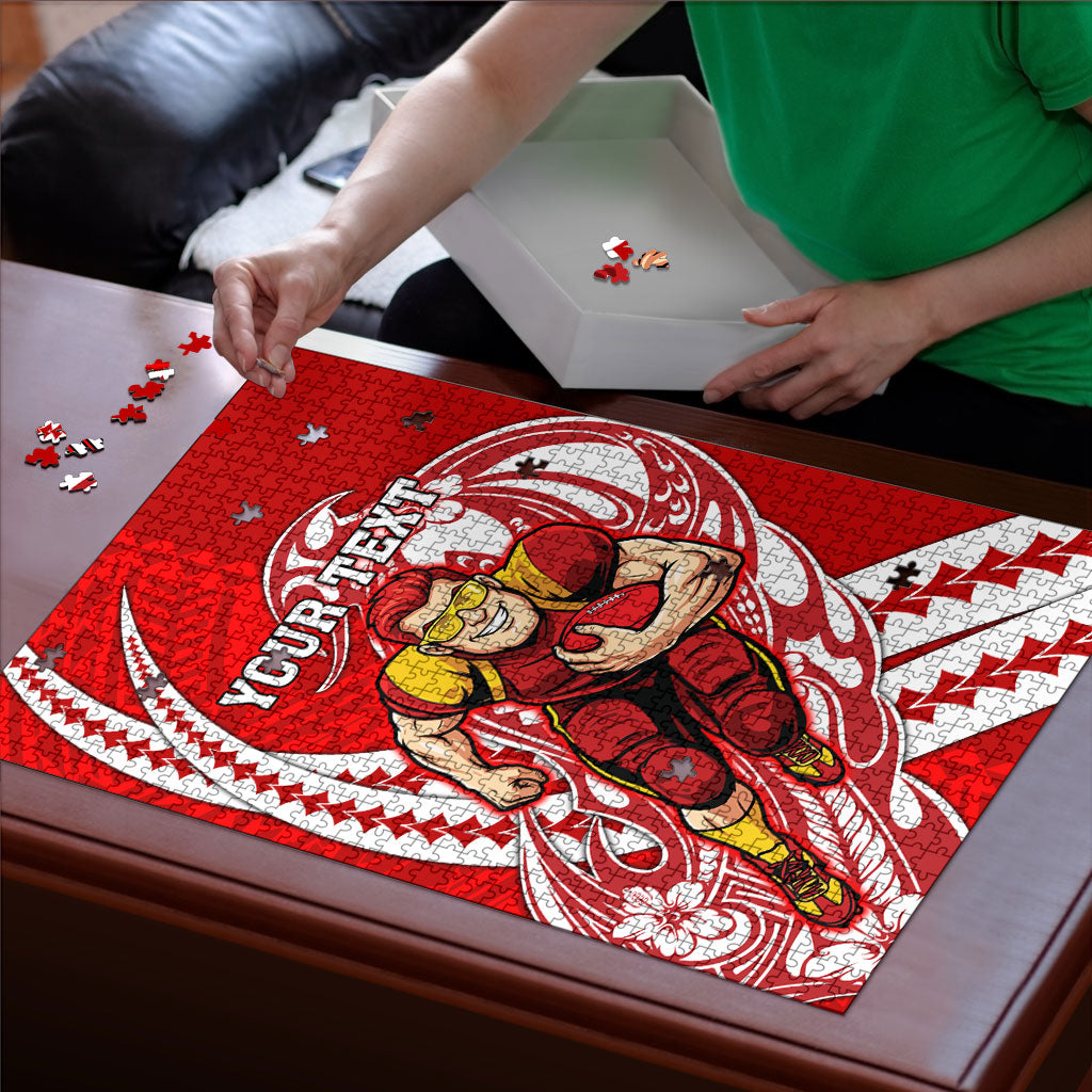 Personalized Gold Coast Suns Puzzle Polynesian Tribal Sun Mascot With Hibiscus Floral Art