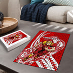 Personalized Gold Coast Suns Puzzle Polynesian Tribal Sun Mascot With Hibiscus Floral Art