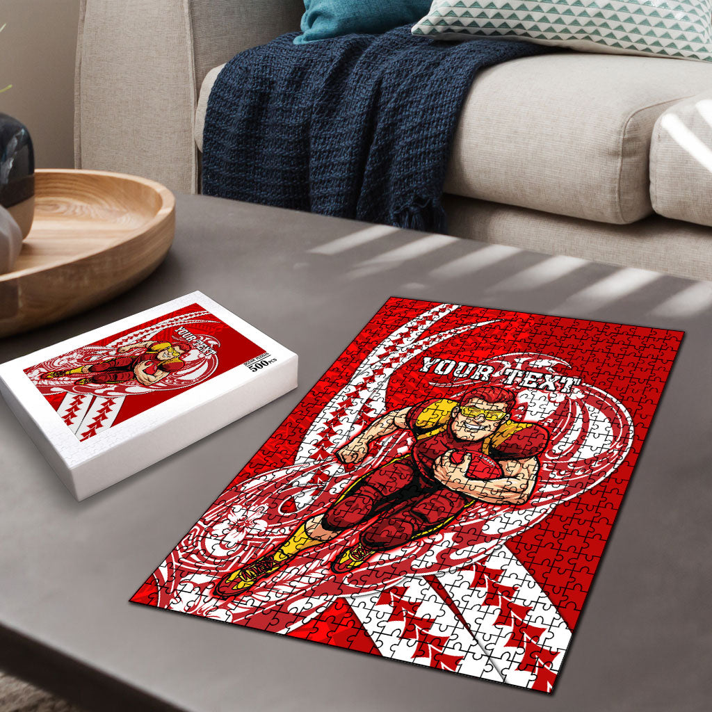 Personalized Gold Coast Suns Puzzle Polynesian Tribal Sun Mascot With Hibiscus Floral Art