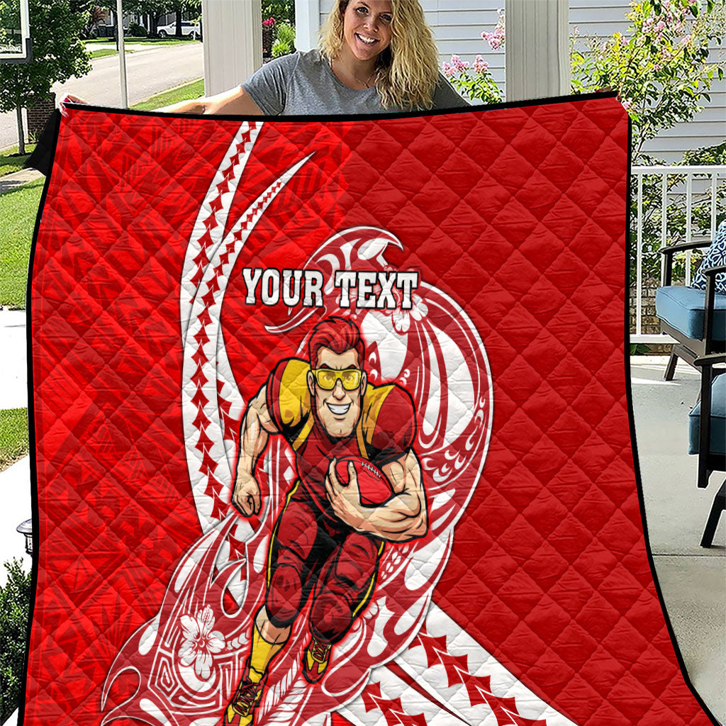 Personalized Gold Coast Suns Quilt Polynesian Tribal Sun Mascot With Hibiscus Floral Art