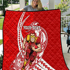 Personalized Gold Coast Suns Quilt Polynesian Tribal Sun Mascot With Hibiscus Floral Art