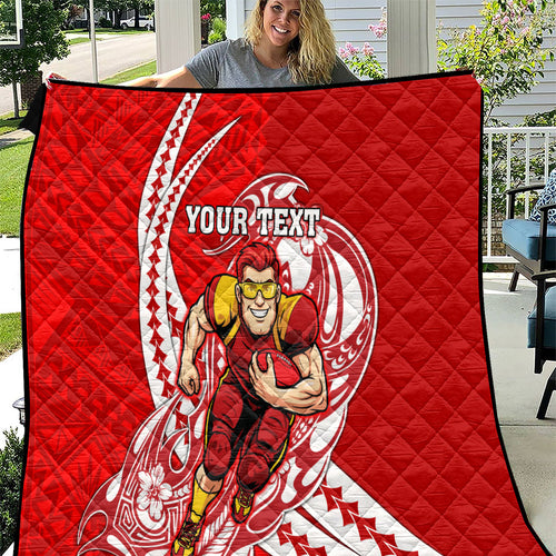 Personalized Gold Coast Suns Quilt Polynesian Tribal Sun Mascot With Hibiscus Floral Art
