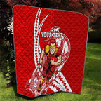 Personalized Gold Coast Suns Quilt Polynesian Tribal Sun Mascot With Hibiscus Floral Art