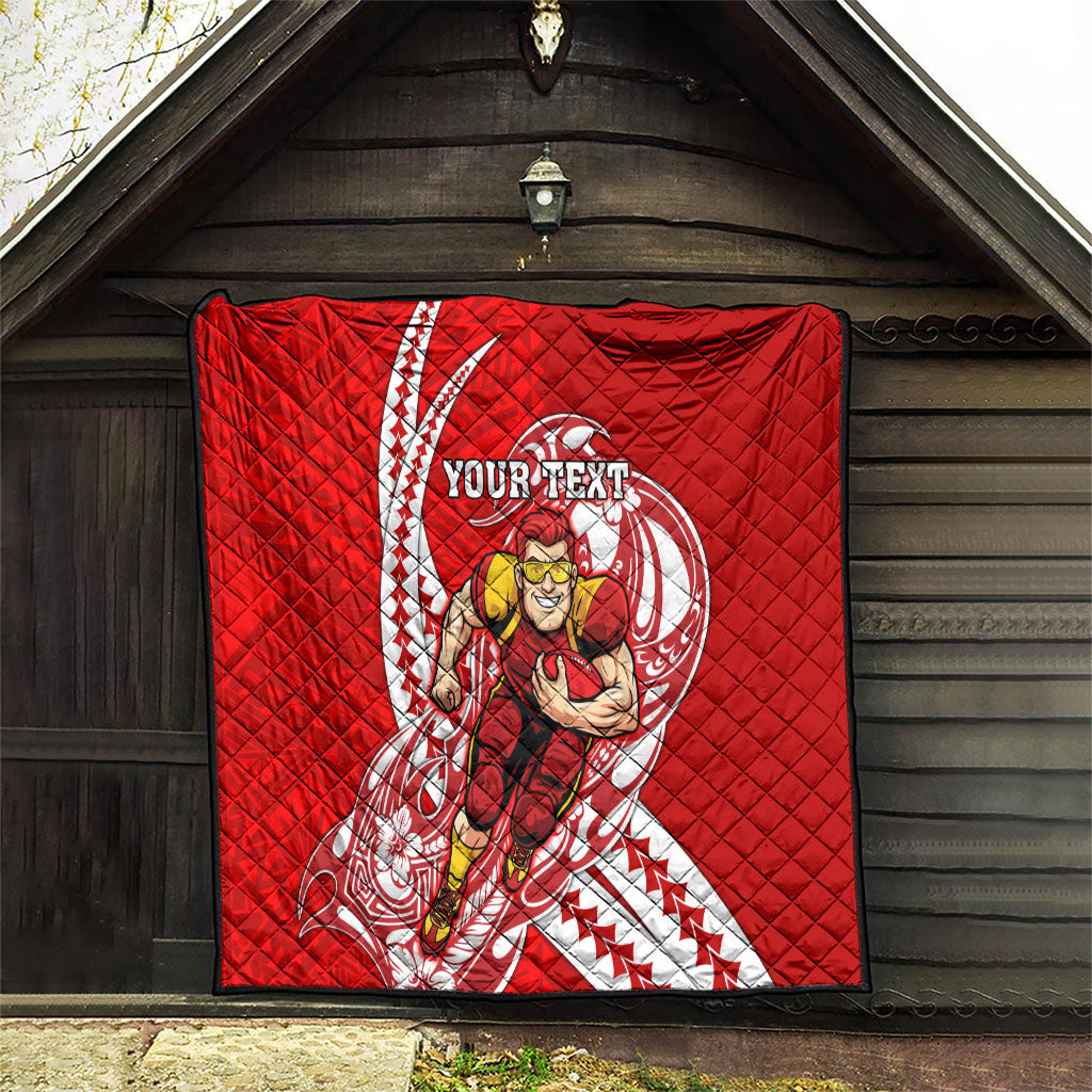 Personalized Gold Coast Suns Quilt Polynesian Tribal Sun Mascot With Hibiscus Floral Art