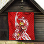 Personalized Gold Coast Suns Quilt Polynesian Tribal Sun Mascot With Hibiscus Floral Art