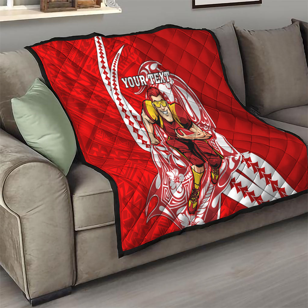 Personalized Gold Coast Suns Quilt Polynesian Tribal Sun Mascot With Hibiscus Floral Art