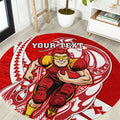 Personalized Gold Coast Suns Round Carpet Polynesian Tribal Sun Mascot With Hibiscus Floral Art