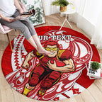 Personalized Gold Coast Suns Round Carpet Polynesian Tribal Sun Mascot With Hibiscus Floral Art