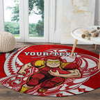 Personalized Gold Coast Suns Round Carpet Polynesian Tribal Sun Mascot With Hibiscus Floral Art