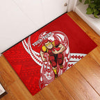 Personalized Gold Coast Suns Rubber Doormat Polynesian Tribal Sun Mascot With Hibiscus Floral Art