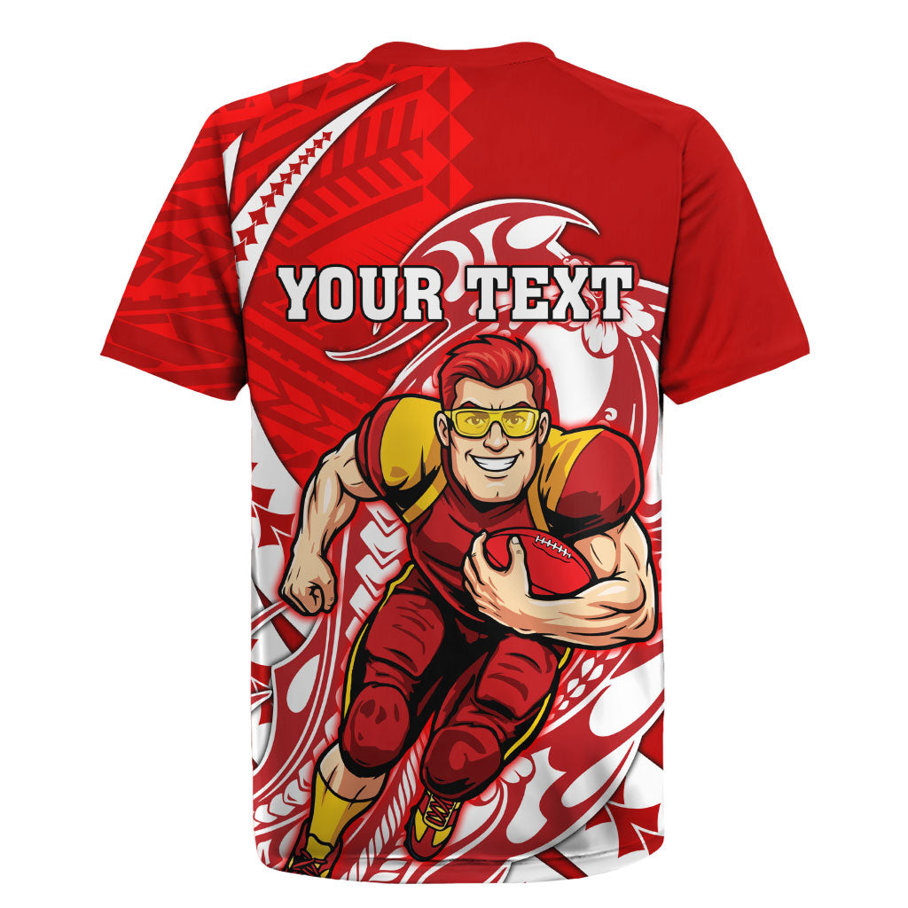 Personalized Gold Coast Suns Rugby Jersey Polynesian Tribal Sun Mascot With Hibiscus Floral Art