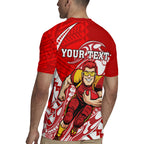 Personalized Gold Coast Suns Rugby Jersey Polynesian Tribal Sun Mascot With Hibiscus Floral Art