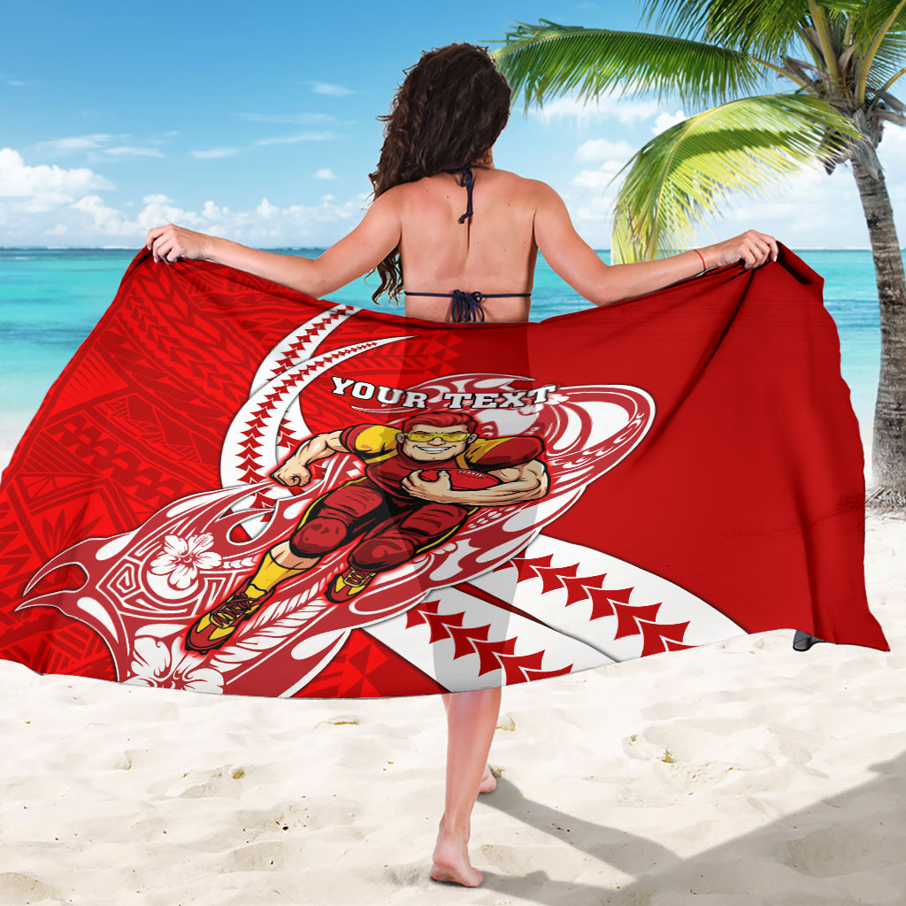 Personalized Gold Coast Suns Sarong Polynesian Tribal Sun Mascot With Hibiscus Floral Art