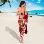 Personalized Gold Coast Suns Sarong Polynesian Tribal Sun Mascot With Hibiscus Floral Art