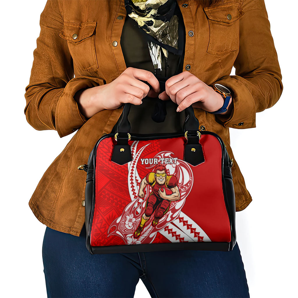 Personalized Gold Coast Suns Shoulder Handbag Polynesian Tribal Sun Mascot With Hibiscus Floral Art