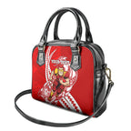 Personalized Gold Coast Suns Shoulder Handbag Polynesian Tribal Sun Mascot With Hibiscus Floral Art
