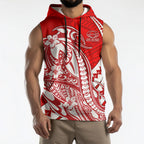 Personalized Gold Coast Suns Sleeveless Hoodie Polynesian Tribal Sun Mascot With Hibiscus Floral Art