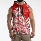 Personalized Gold Coast Suns Sleeveless Zip Hoodie Polynesian Tribal Sun Mascot With Hibiscus Floral Art