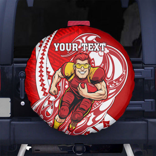 Personalized Gold Coast Suns Spare Tire Cover Polynesian Tribal Sun Mascot With Hibiscus Floral Art