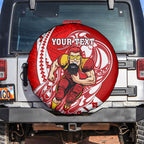 Personalized Gold Coast Suns Spare Tire Cover Polynesian Tribal Sun Mascot With Hibiscus Floral Art