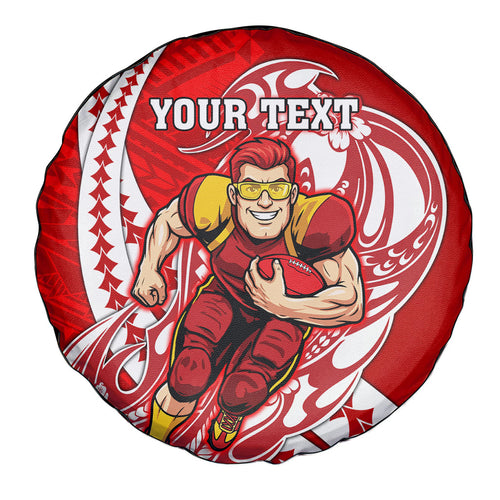 Personalized Gold Coast Suns Spare Tire Cover Polynesian Tribal Sun Mascot With Hibiscus Floral Art