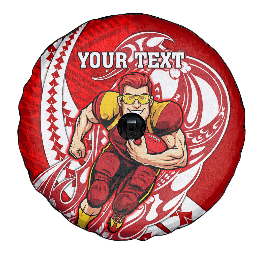 Personalized Gold Coast Suns Spare Tire Cover Polynesian Tribal Sun Mascot With Hibiscus Floral Art