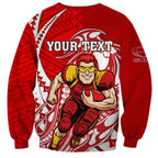 Personalized Gold Coast Suns Sweatshirt Polynesian Tribal Sun Mascot With Hibiscus Floral Art