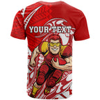 Personalized Gold Coast Suns T Shirt Polynesian Tribal Sun Mascot With Hibiscus Floral Art