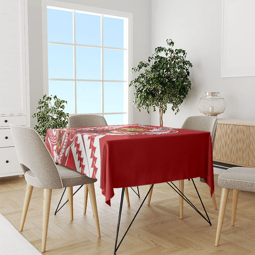 Personalized Gold Coast Suns Tablecloth Polynesian Tribal Sun Mascot With Hibiscus Floral Art