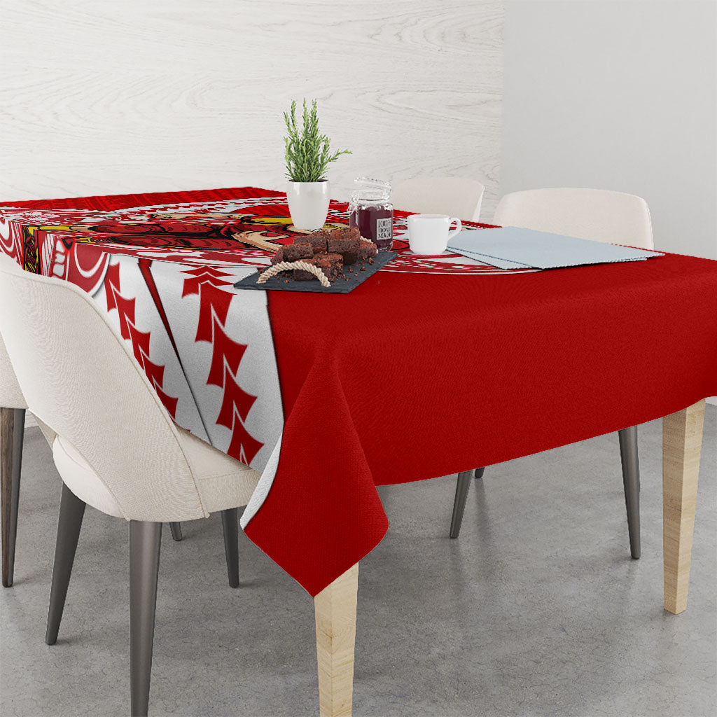 Personalized Gold Coast Suns Tablecloth Polynesian Tribal Sun Mascot With Hibiscus Floral Art