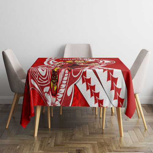 Personalized Gold Coast Suns Tablecloth Polynesian Tribal Sun Mascot With Hibiscus Floral Art