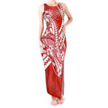 Personalized Gold Coast Suns Tank Maxi Dress Polynesian Tribal Sun Mascot With Hibiscus Floral Art