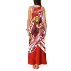 Personalized Gold Coast Suns Tank Maxi Dress Polynesian Tribal Sun Mascot With Hibiscus Floral Art