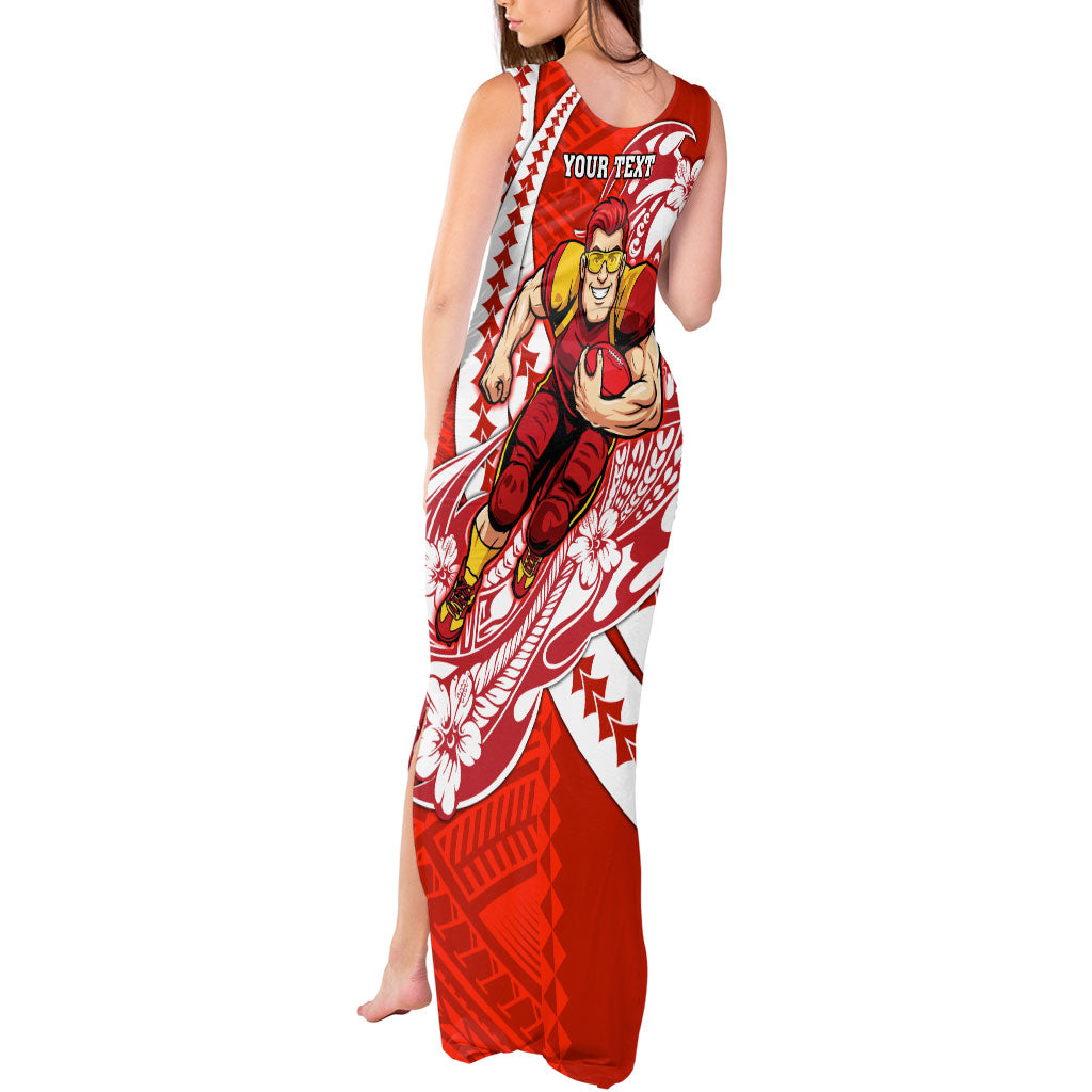 Personalized Gold Coast Suns Tank Maxi Dress Polynesian Tribal Sun Mascot With Hibiscus Floral Art