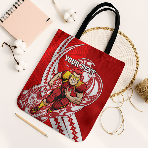 Personalized Gold Coast Suns Tote Bag Polynesian Tribal Sun Mascot With Hibiscus Floral Art