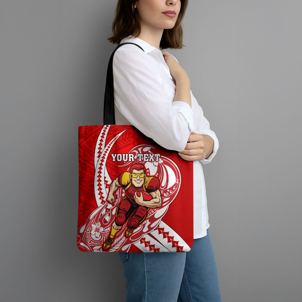 Personalized Gold Coast Suns Tote Bag Polynesian Tribal Sun Mascot With Hibiscus Floral Art