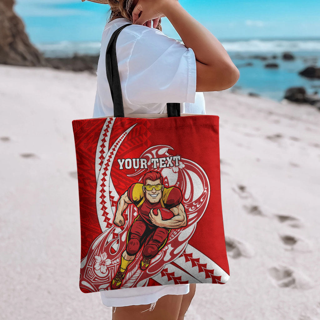 Personalized Gold Coast Suns Tote Bag Polynesian Tribal Sun Mascot With Hibiscus Floral Art