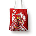 Personalized Gold Coast Suns Tote Bag Polynesian Tribal Sun Mascot With Hibiscus Floral Art