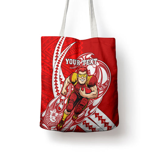 Personalized Gold Coast Suns Tote Bag Polynesian Tribal Sun Mascot With Hibiscus Floral Art