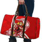Personalized Gold Coast Suns Travel Bag Polynesian Tribal Sun Mascot With Hibiscus Floral Art