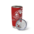 Personalized Gold Coast Suns Tumbler Cup Polynesian Tribal Sun Mascot With Hibiscus Floral Art