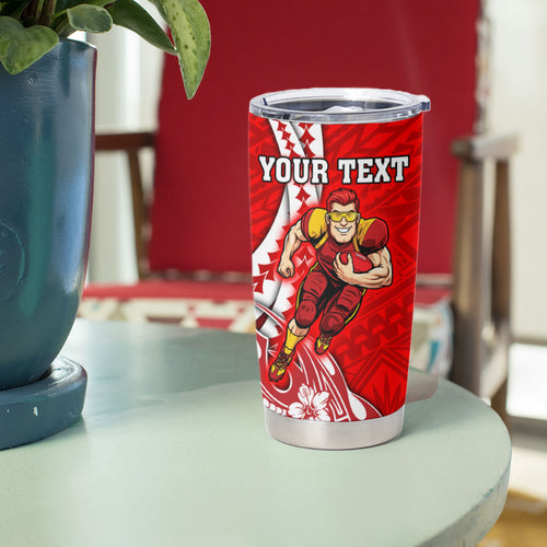 Personalized Gold Coast Suns Tumbler Cup Polynesian Tribal Sun Mascot With Hibiscus Floral Art