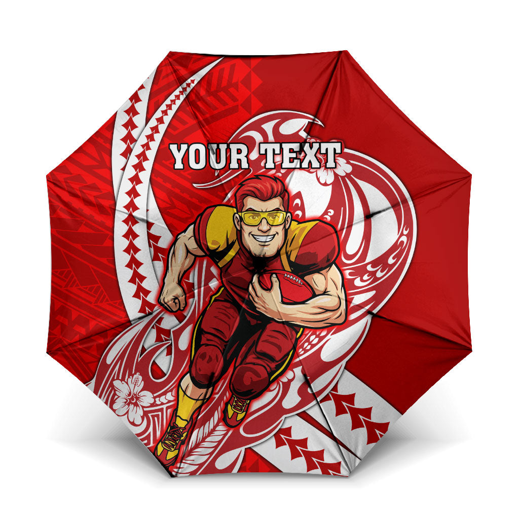 Personalized Gold Coast Suns Umbrella Polynesian Tribal Sun Mascot With Hibiscus Floral Art