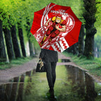 Personalized Gold Coast Suns Umbrella Polynesian Tribal Sun Mascot With Hibiscus Floral Art